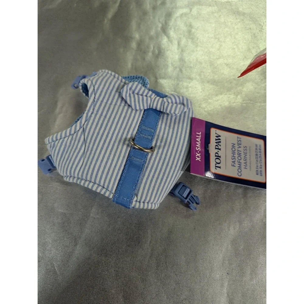 Top Paw XX-SMALL fashion comfort vest harness blue‎ stripe NWT